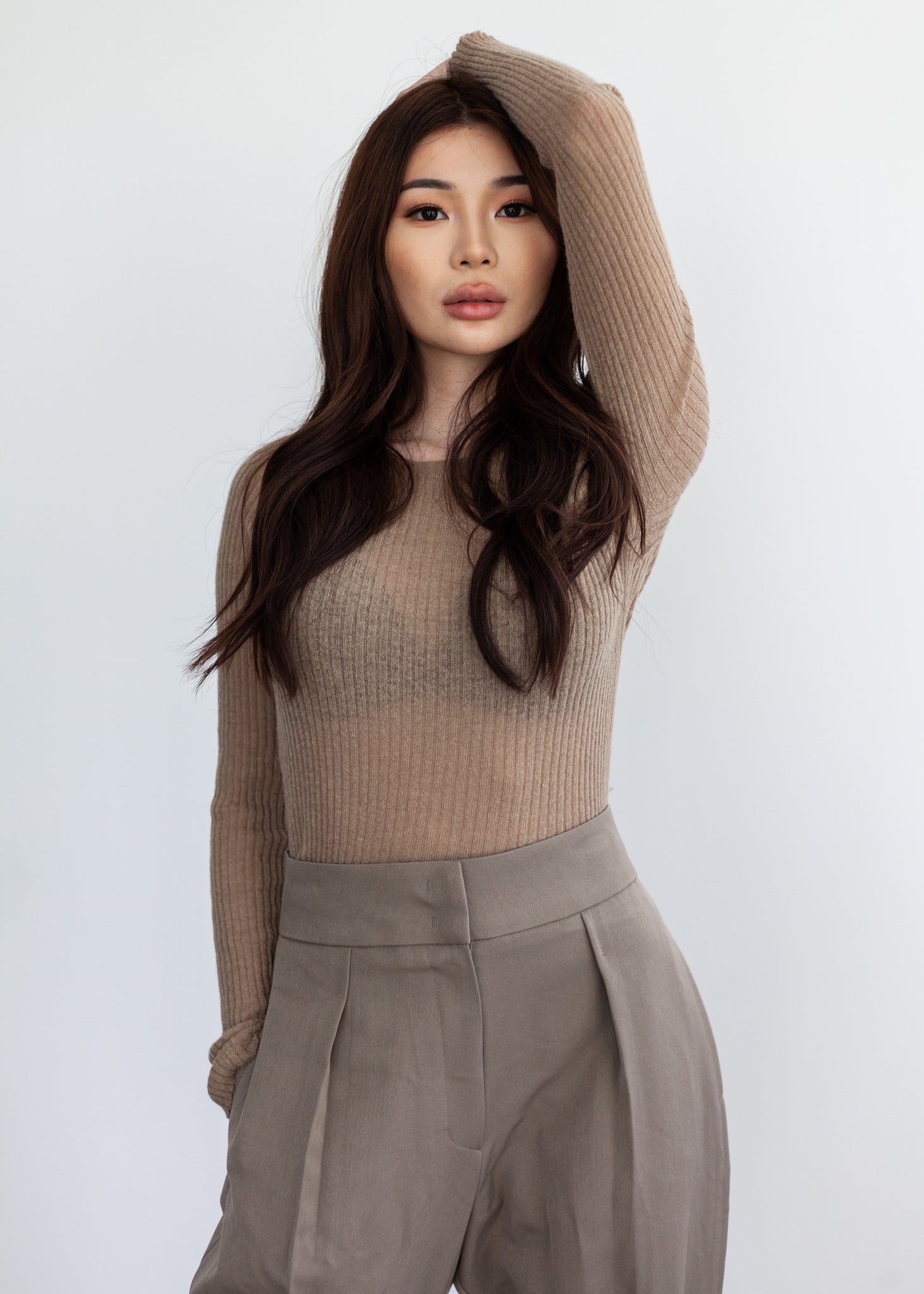 Alpaca Knit Sweater in Tan